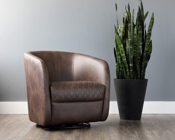 Dax Swivel Club Chair - Havana Dark Brown