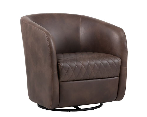 Dax Swivel Club Chair - Havana Dark Brown