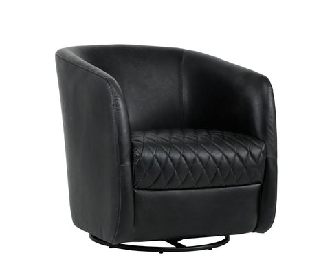 Dax Swivel Club Chair - Coal Black