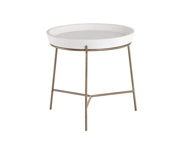 Remy End Table - Ivory w/ Antique Brass Base