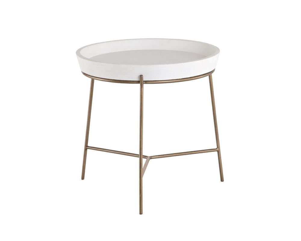 Remy End Table - Ivory w/ Antique Brass Base