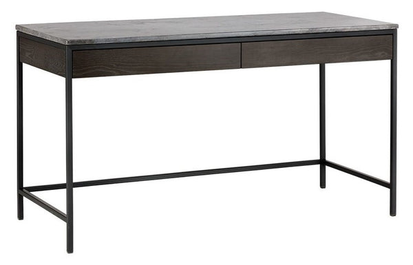 Stamos Desk - Black - Light Grey Marble / Charcoal Grey