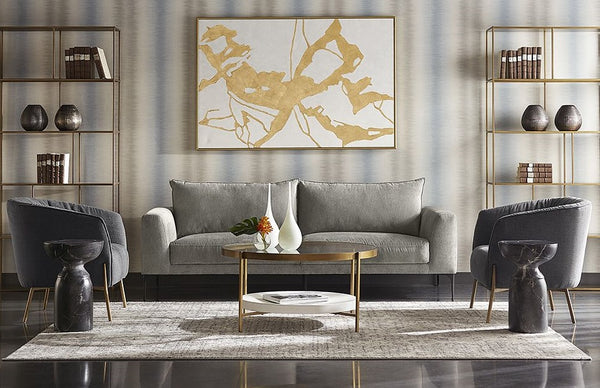 Goya Marble Look End Table - Black