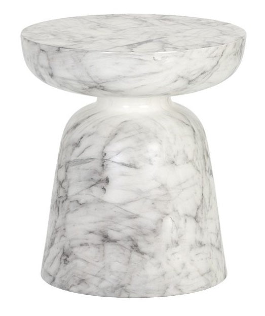 Lucida Marble Look End Table - White