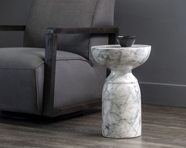 Goya Marble Look End Table - White