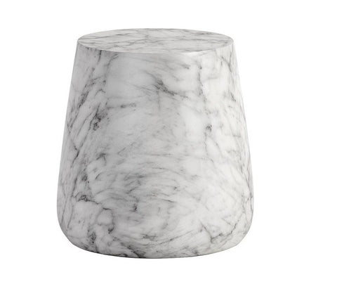 Aries Side Table Marble Look - White