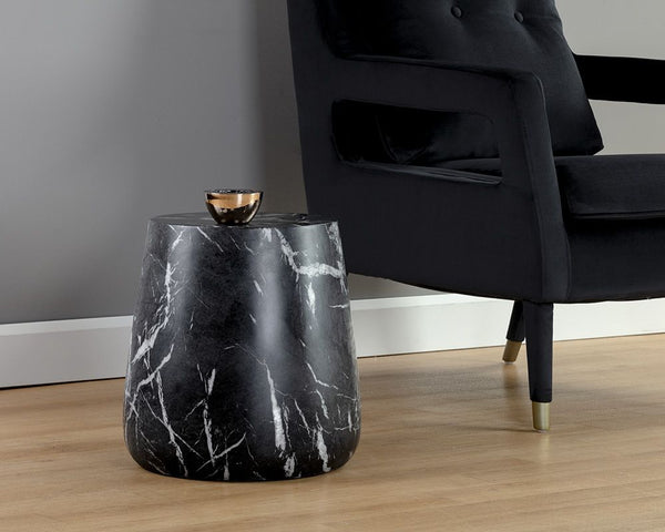 Aries Side Table Marble Look - Black