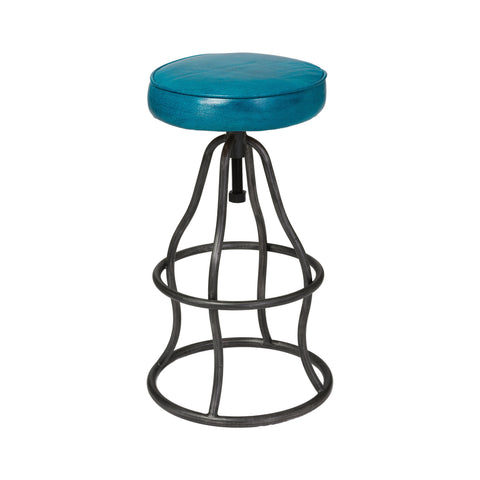 Bowie Bar Stool - Peacock Blue Leather