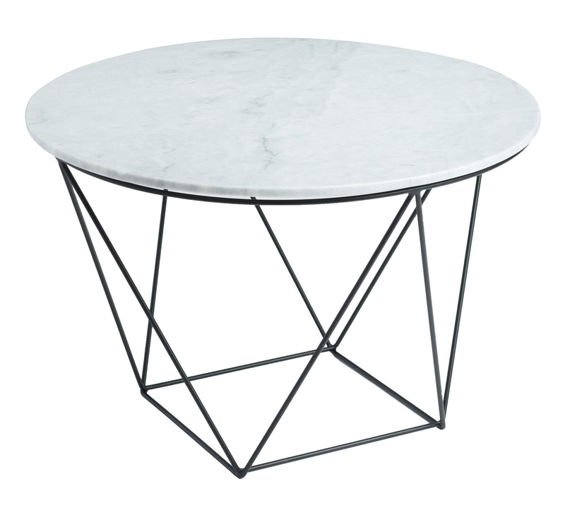 Valencia Round Side Table - White Marble/Matte Black