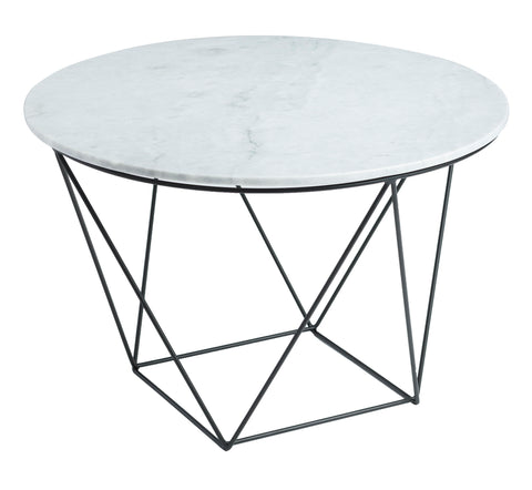 Valencia Round Side Table - White Marble/Matte Black