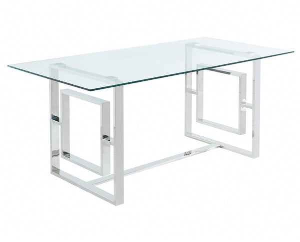 Eros Rectangular Dining Table - Silver