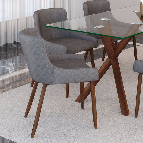 Bianca Side Chair - Grey with Walnut Legs