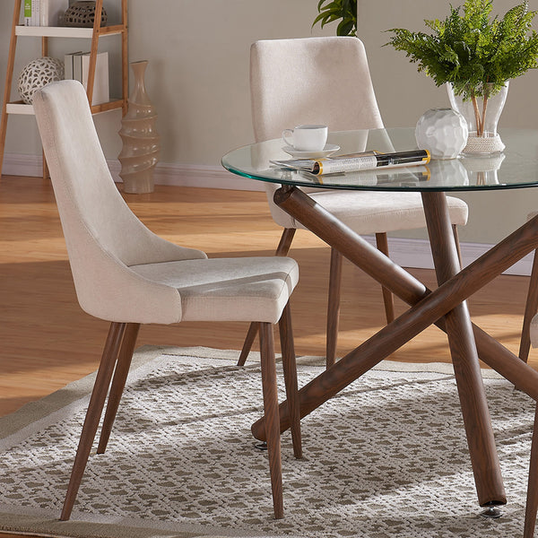 Kobe/Lisa 5pc Dining Set, Walnut/Beige