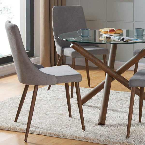 Kobe/Lisa 5pc Dining Set, Walnut/Grey