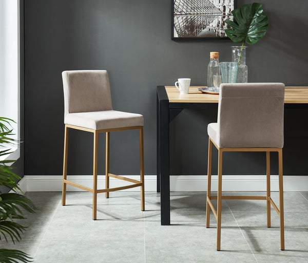 Diego Counter Stool - Grey/Gold Legs (set of 2)