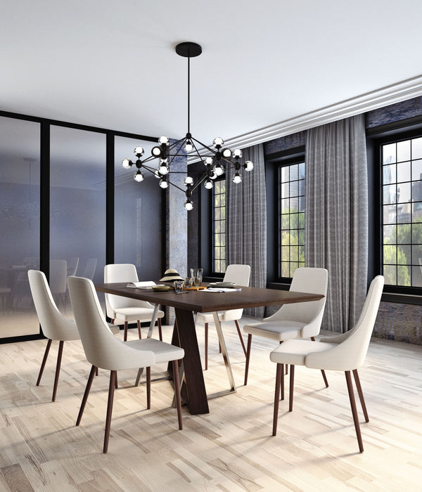 Drake/Lisa 7pc Dining Set, Walnut/Beige