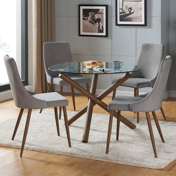 Kobe/Lisa 5pc Dining Set, Walnut/Grey