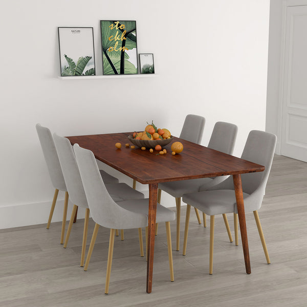 Arnav/Kelowna 7pc Dining Set, Walnut/Grey
