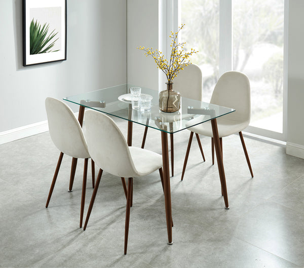 Todd/Lynda 5pc Dining Set, Walnut/Beige