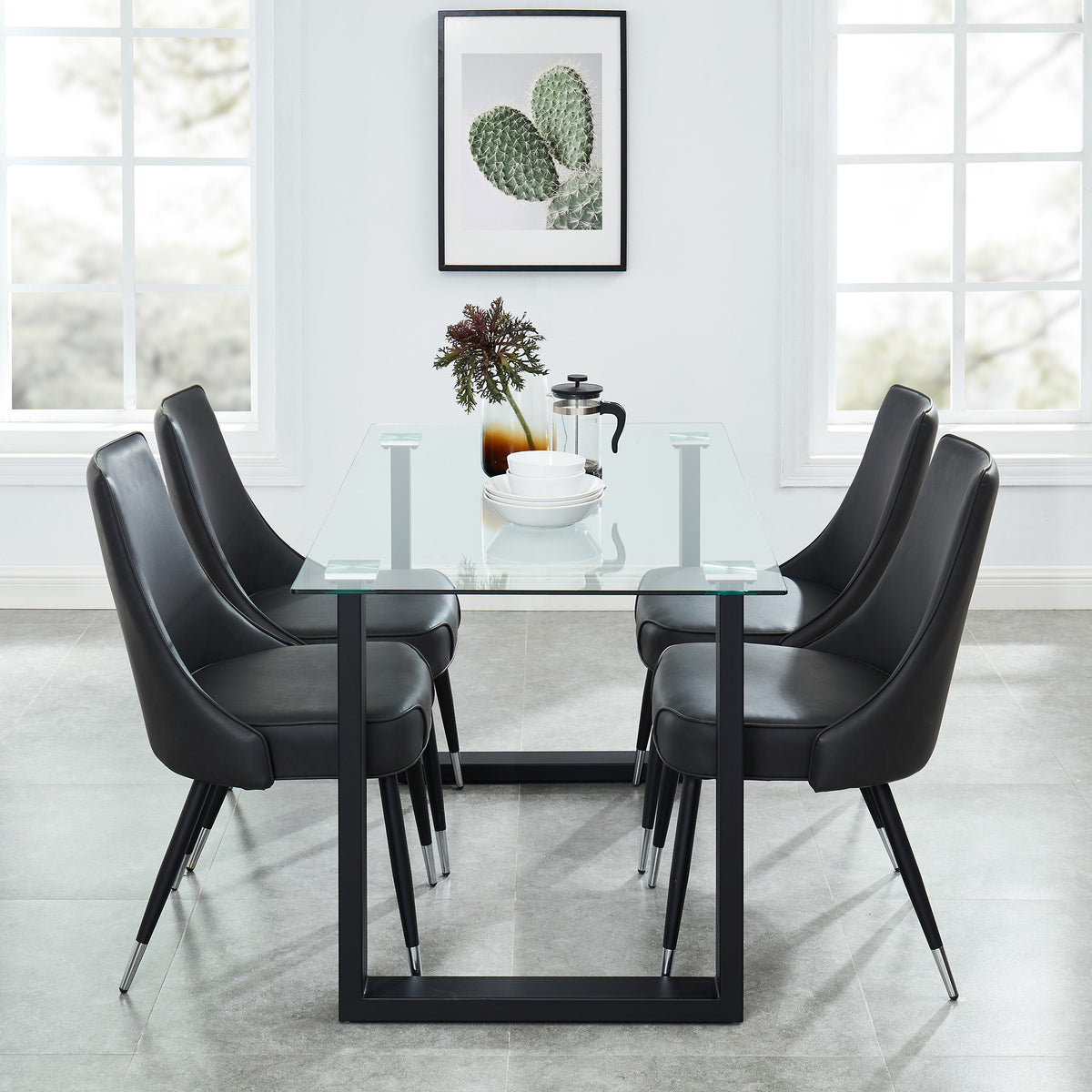 Andy/Silvano 5pc Dining Set, Black/Vintage Grey