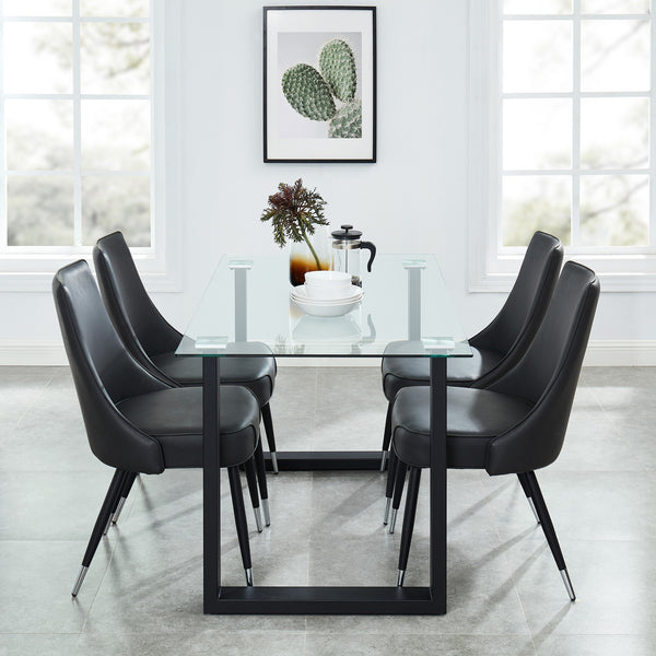 Andy/Silvano 5pc Dining Set, Black/Vintage Grey
