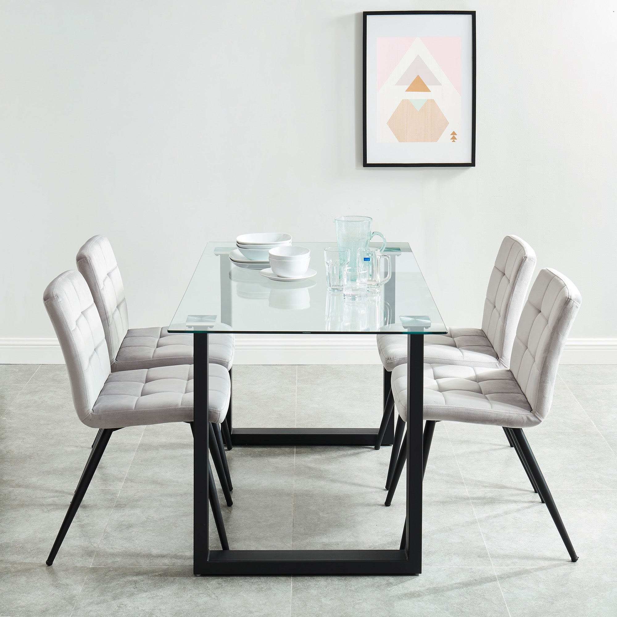 Andy/Suzette 5pc Dining Set, Black/Grey
