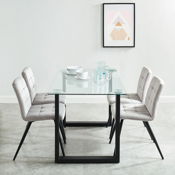 Andy/Suzette 5pc Dining Set, Black/Grey