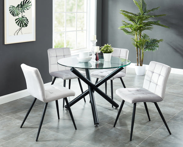 Kobe/Suzette 5pc Dining Set, Black/Grey
