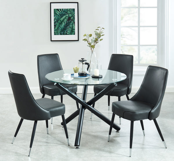 Kobe/Silvano 5pc Dining Set, Black/Vintage Grey