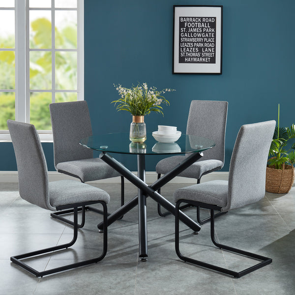 Kobe/Vespa 5pc Dining Set, Black/Light Grey