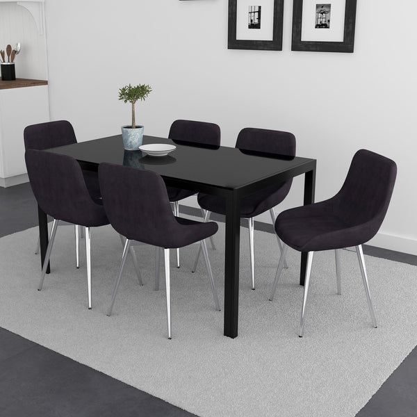 Contra/Kaitlyn 7pc Dining Set, Black/Black