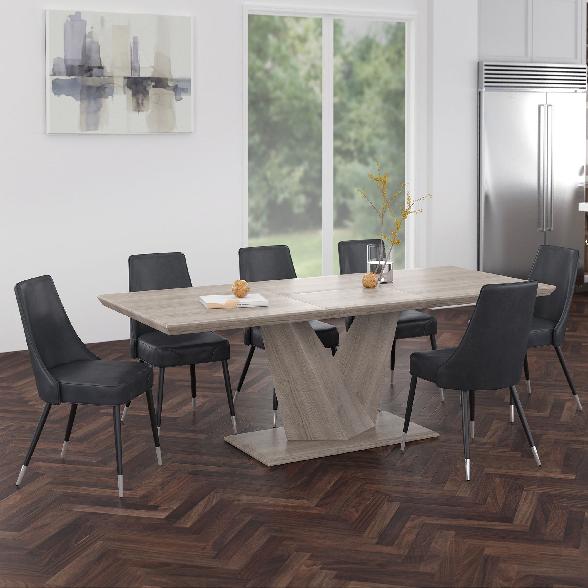 Eclipse/Silvano 7pc Dining Set, Oak/Grey