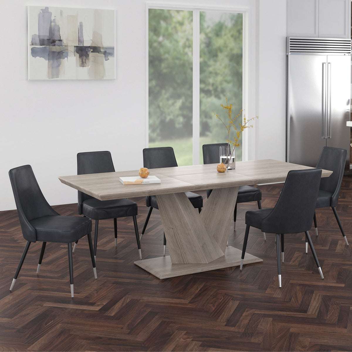 Eclipse/Silvano 7pc Dining Set, Oak/Grey