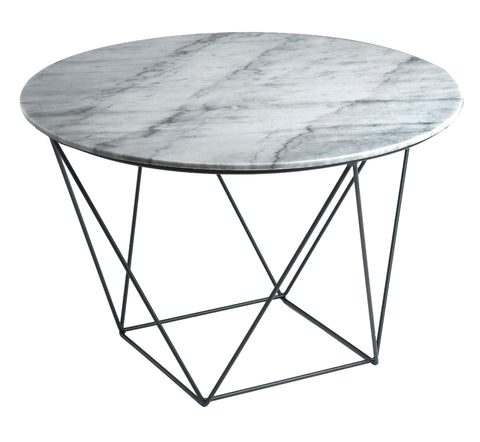 Valencia Round Side Table - White & Grey Blend/Matte Black