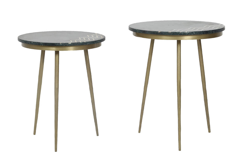 Function Green Marble Accent Tables - Set of 2