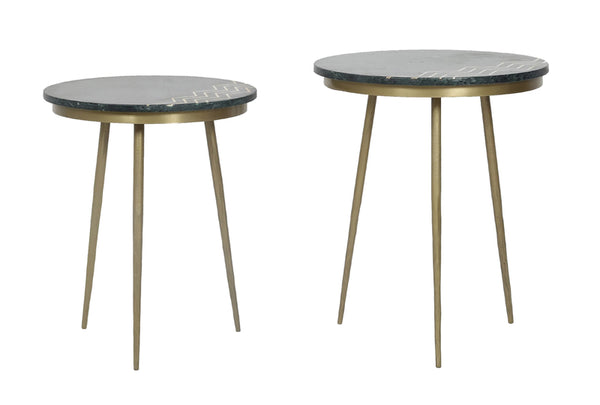 Function Green Marble Accent Tables - Set of 2