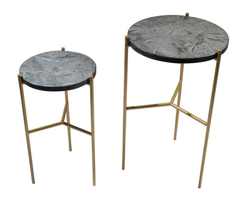Earth Wind & Fire Valencia Marble Side Tables - Set of 2