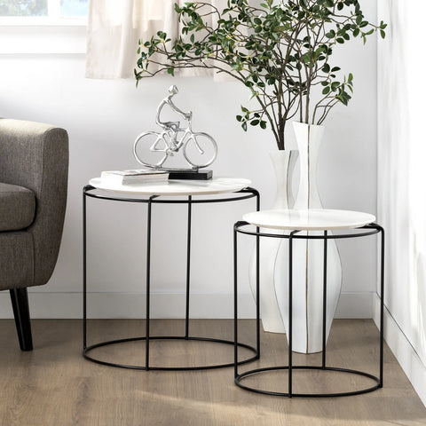 Circa Lacquered Top 2 Piece Side Table Set