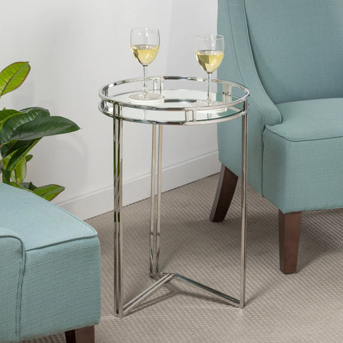Lux 24h" Stainless Steel Mirror Top Side Table