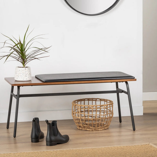 Clark Walnut Veneer Padded Bench