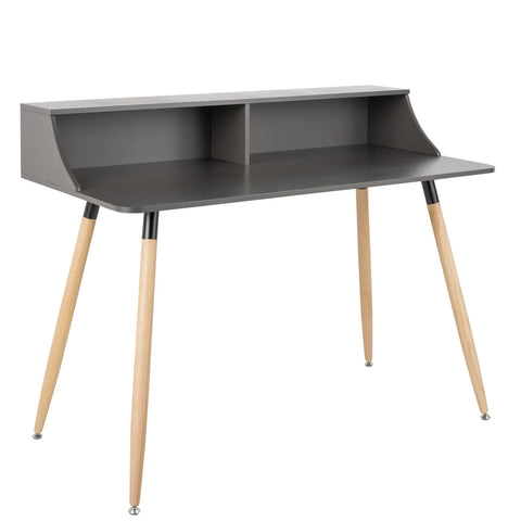 Deliah 29h" Desk With Storage Shelf - Grey