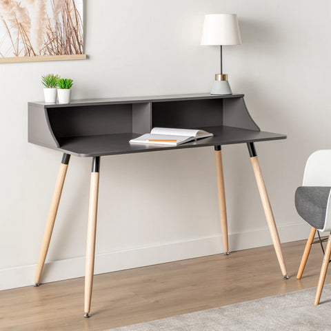 Deliah 29h" Desk With Storage Shelf - Grey
