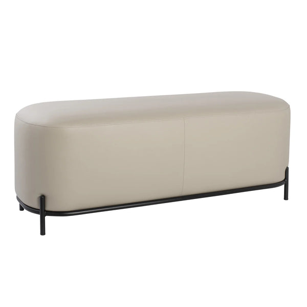 Pender Pin Leg Vegan Faux Leather Long Bench - Taupe
