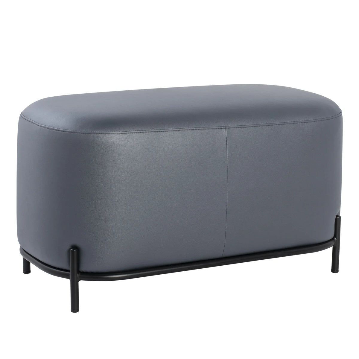 Pender Pin Leg Vegan Faux Leather Short Bench - Midnight Blue