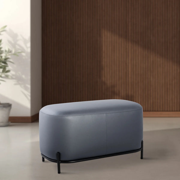 Pender Pin Leg Vegan Faux Leather Short Bench - Midnight Blue