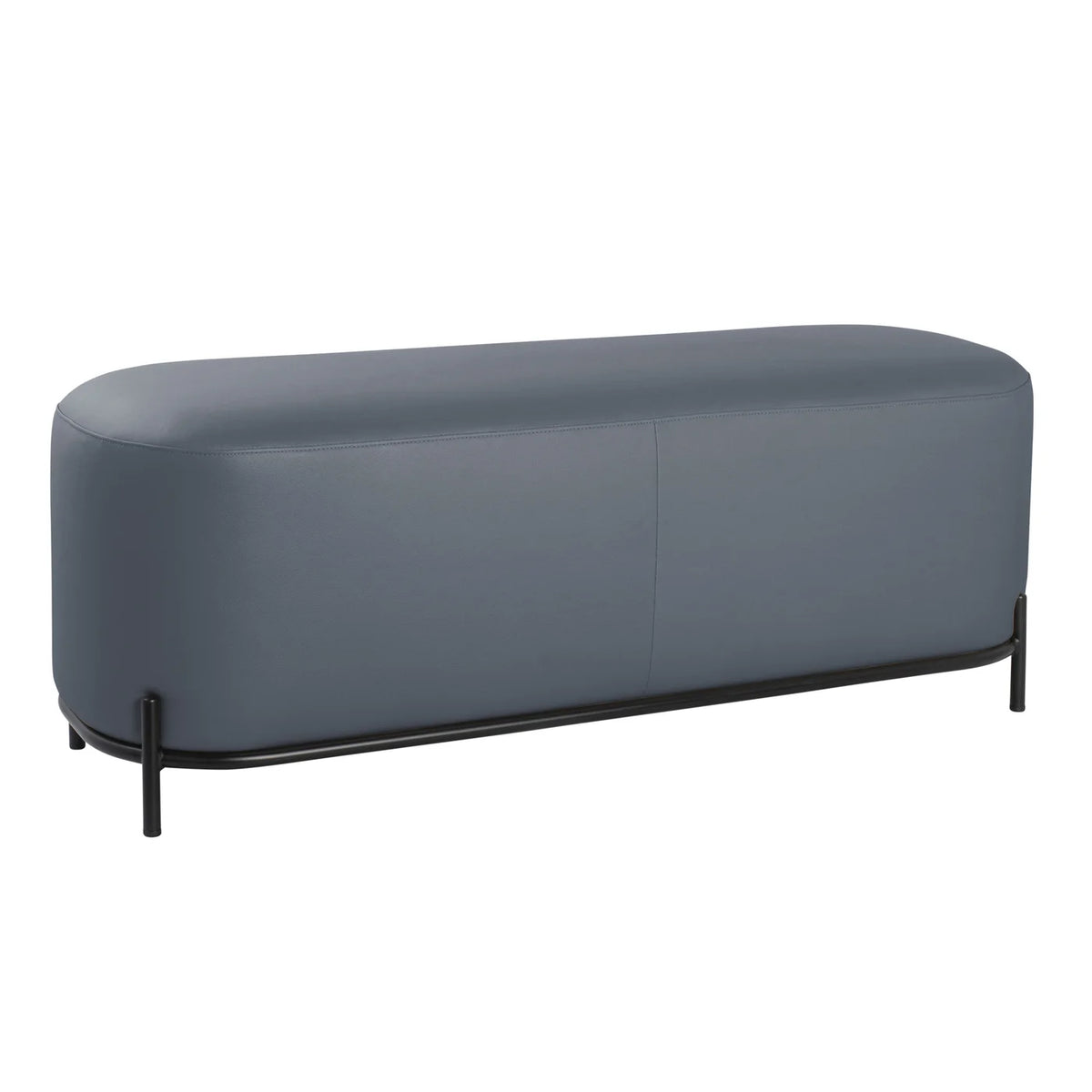 Pender Pin Leg Vegan Faux Leather Long Bench - Midnight Blue
