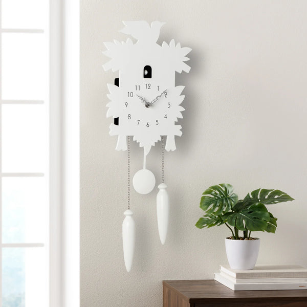 Modern Motion Cuckoo Clock with Removable Pendulum - White