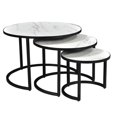 Darsh 3 Piece Coffee Table Set - Faux White Marble