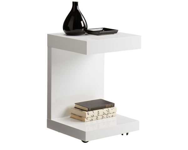 Bachelor End Table with Drawer - White