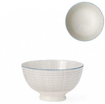 Kiri Porcelain 4.5" Small Bowl - Grey W/ Blue Trim